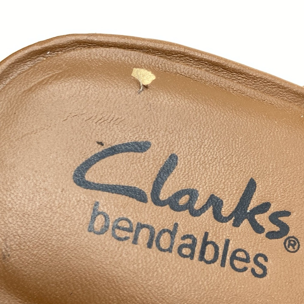 Clarks Bendables Clogs Shoes Women 7.5 Mule Brown Leather Slip On Casual Heels - Picture 12 of 16